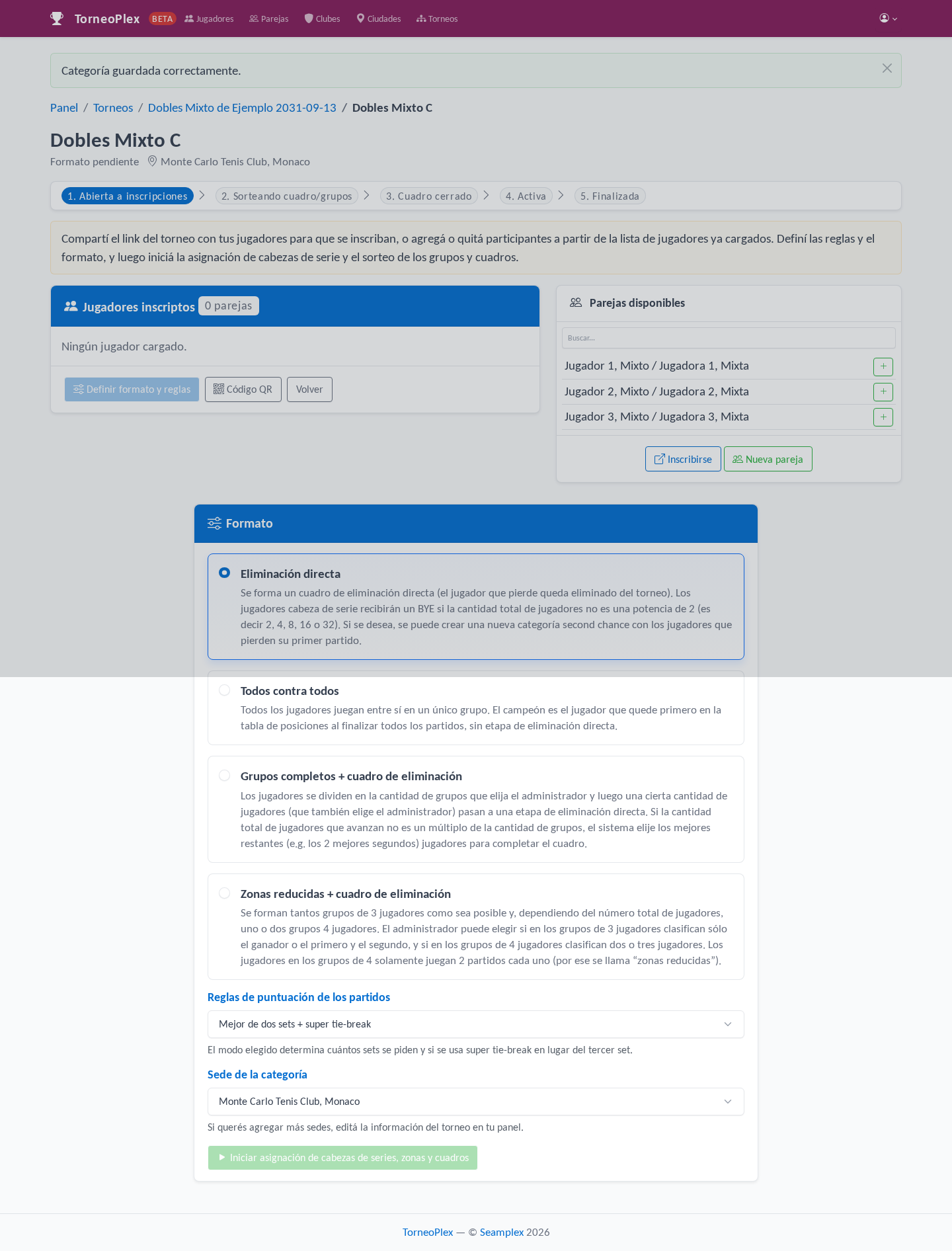 Vista de categoría con link público y QR